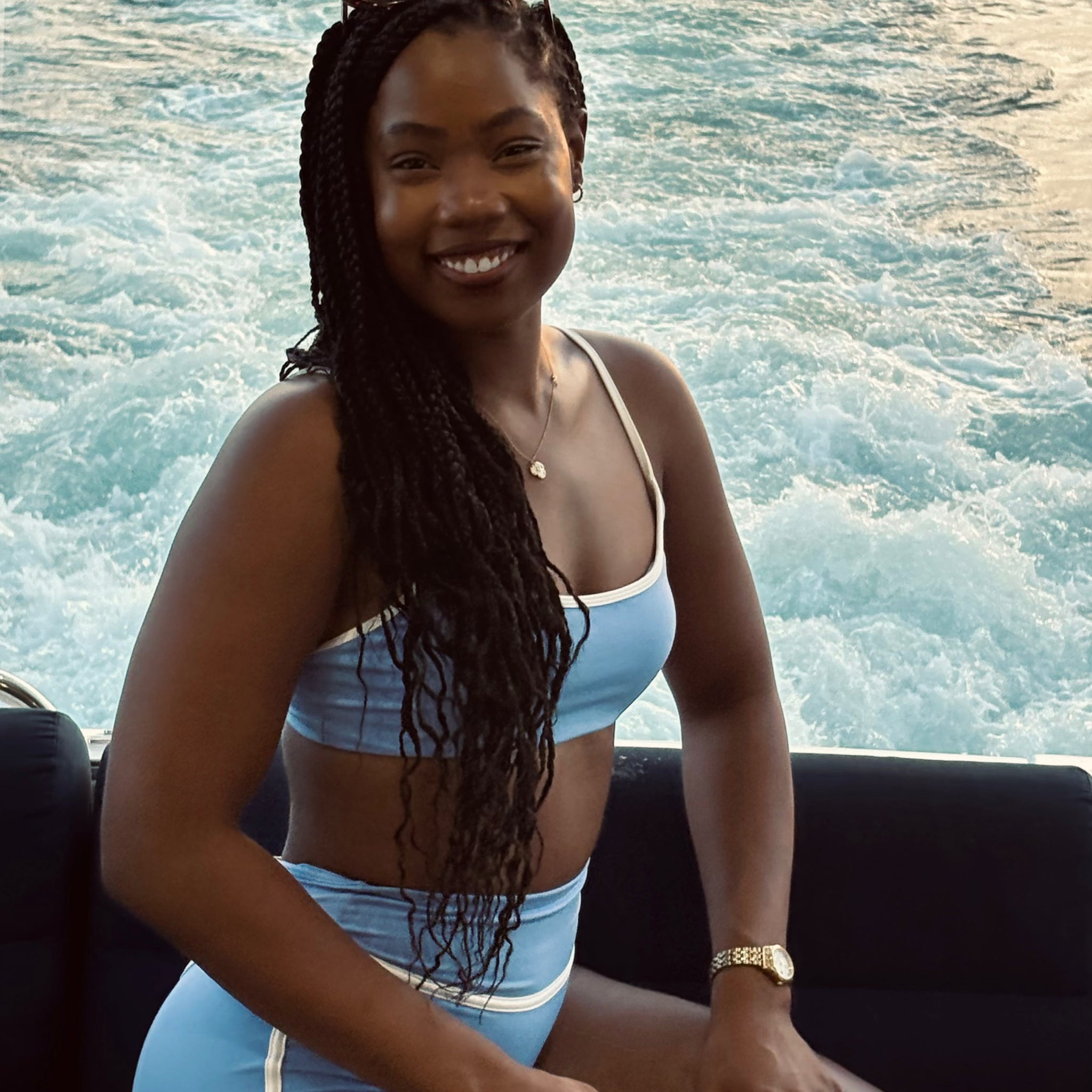 Contrast Sports Bra - Low Tide