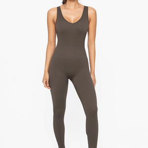 Ribbed Seamless V-Neck Catsuit