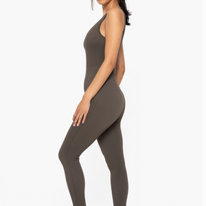Ribbed Seamless V-Neck Catsuit